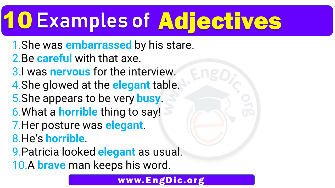 10 Examples Of Adjectives In Sentences EngDic