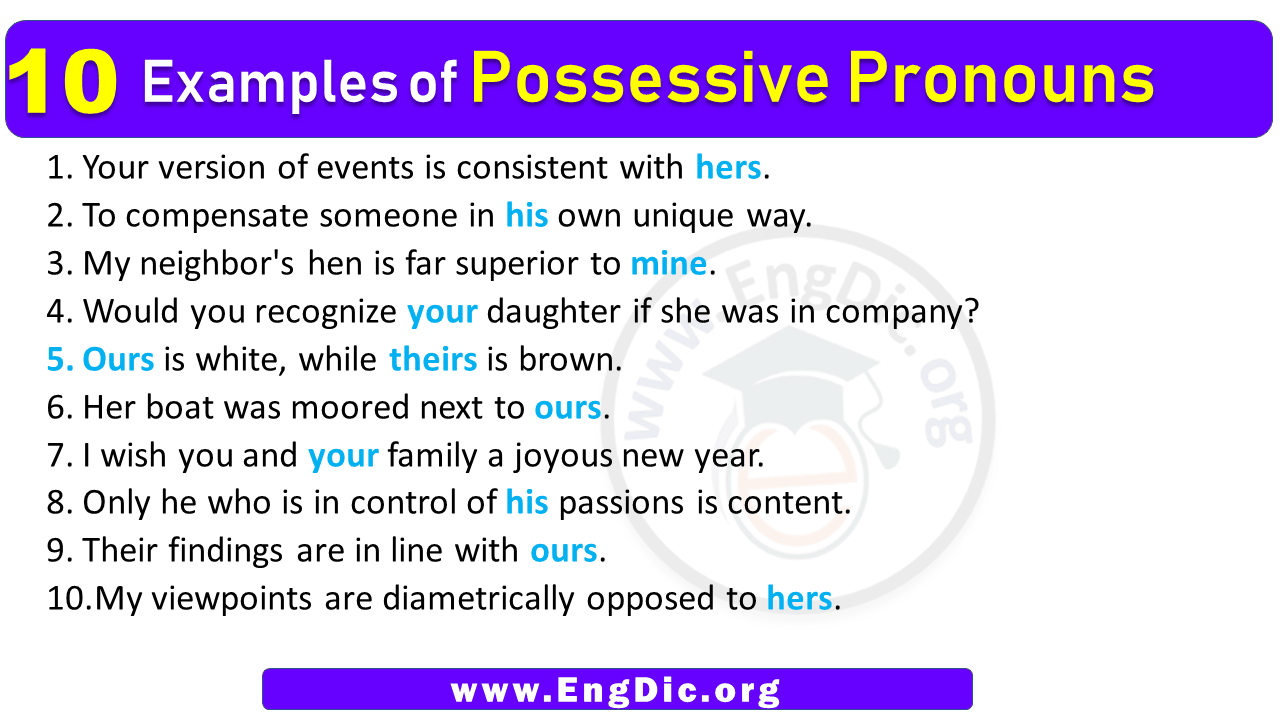 10 Examples Of Possessive Pronouns In Sentences EngDic