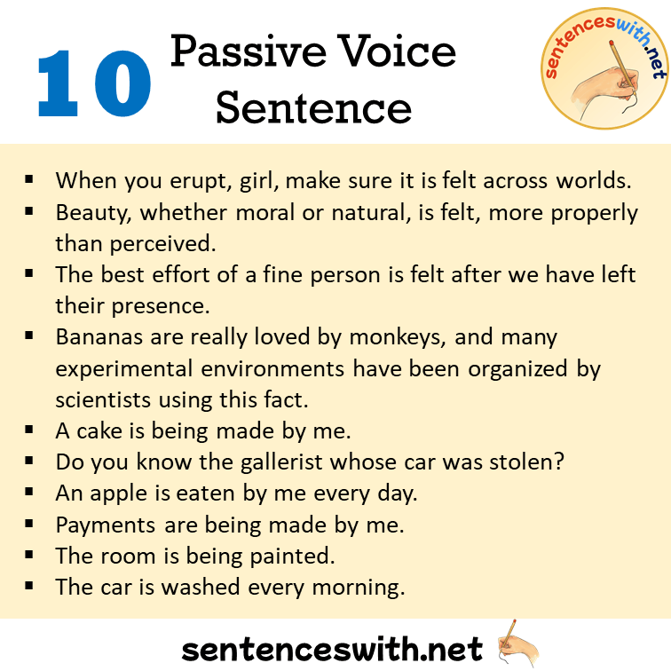 10 Passive Voice Sentences Examples Passive Voice Example Sentences 