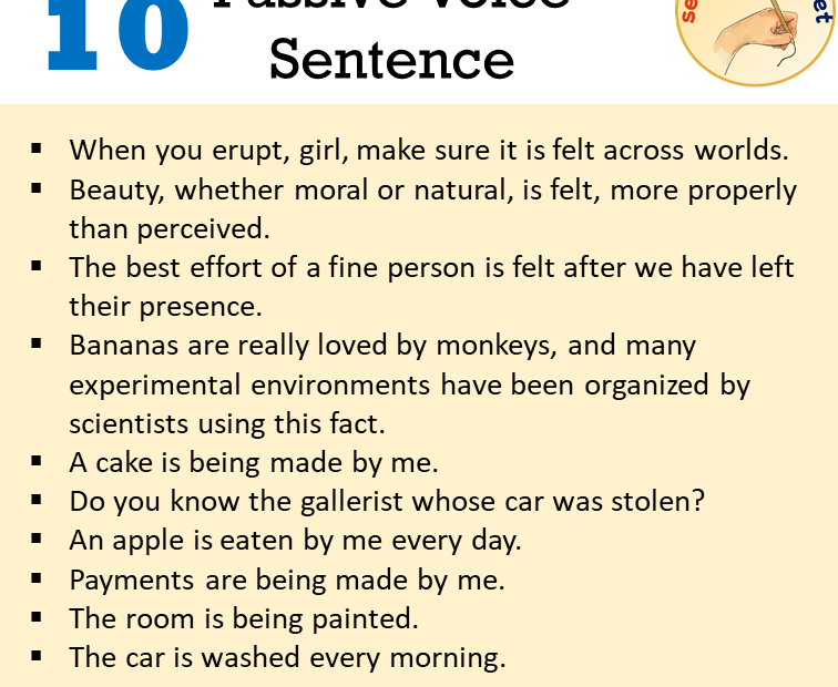10 Passive Voice Sentences Examples Passive Voice Example Sentences