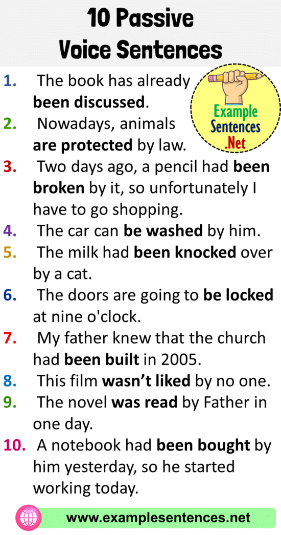 10 Passive Voice Sentences Passive Voice Exercises Example Sentences