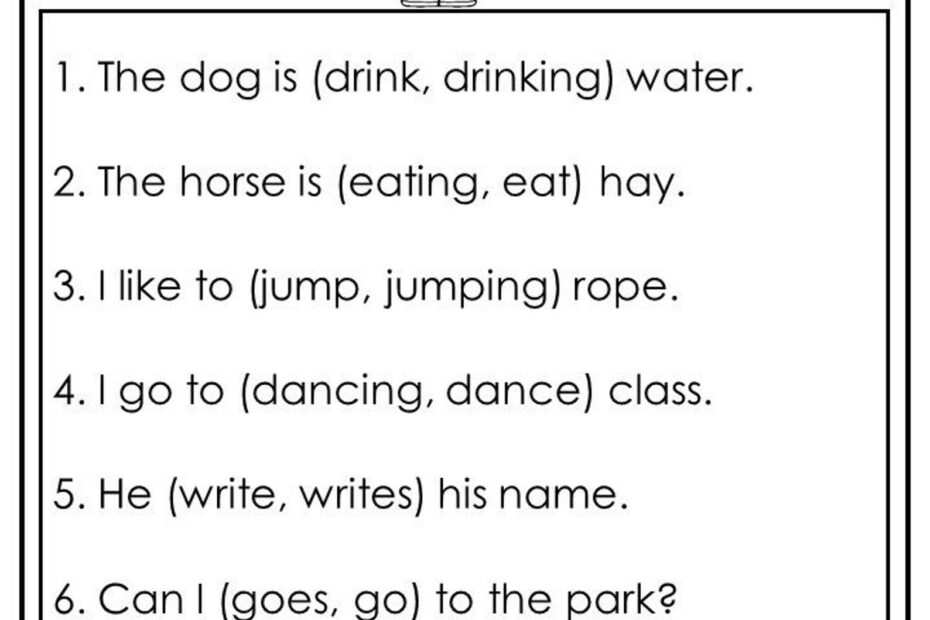 10 Printable Choose The Correct Verb Worksheets 1st 2nd Grade ELA