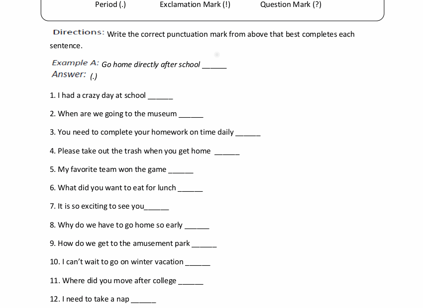 10 Punctuation Worksheet Examples To Download