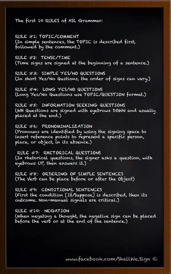 10 Rules Of ASL Grammar