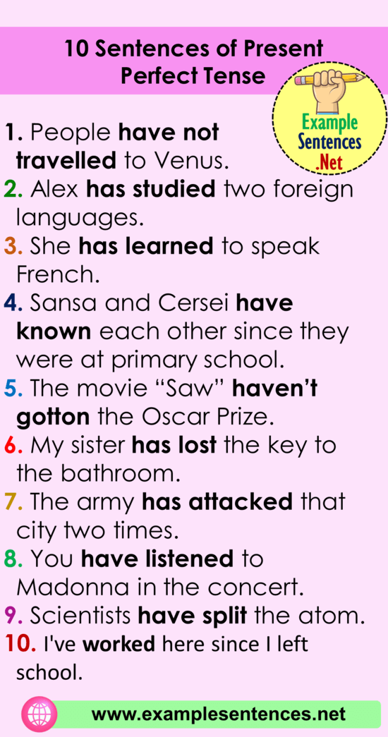 10 Sentences Of Present Perfect Tense Archives Example Sentences