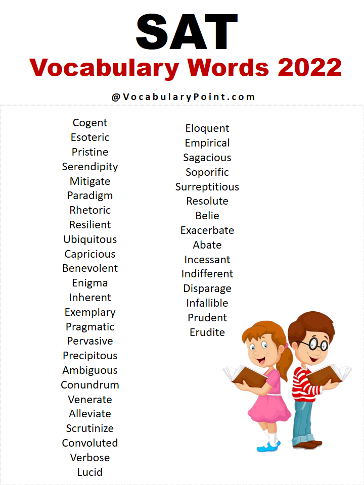 100 Best Sat Vocabulary Words Sat Words List Vocabulary Point