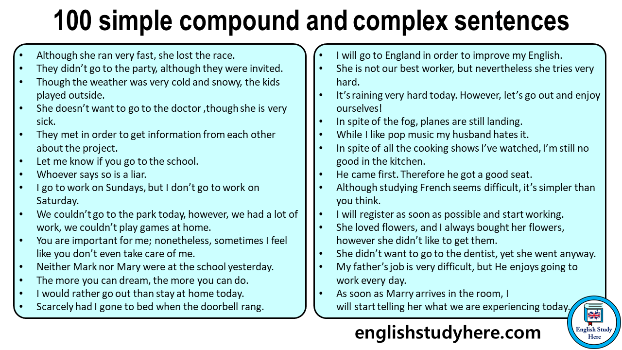 100 Compound Sentences Examples Examples Of Compound 43 OFF