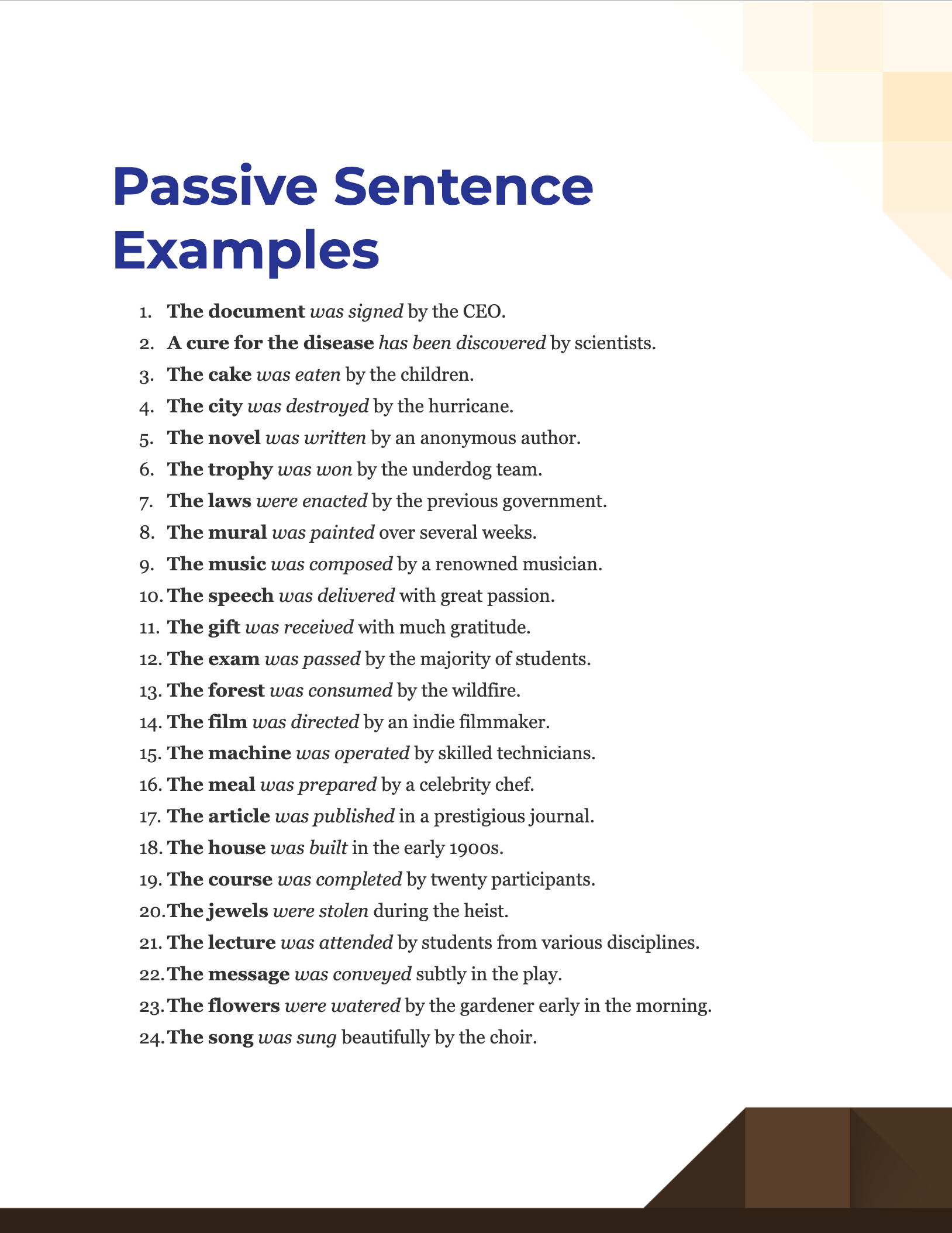 passive voice sentence generator