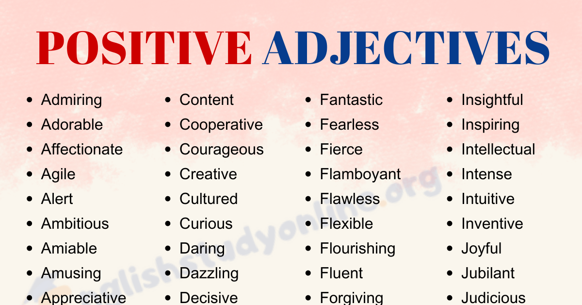 100 Positive Adjectives List In English Good Adjectiv Vrogue co
