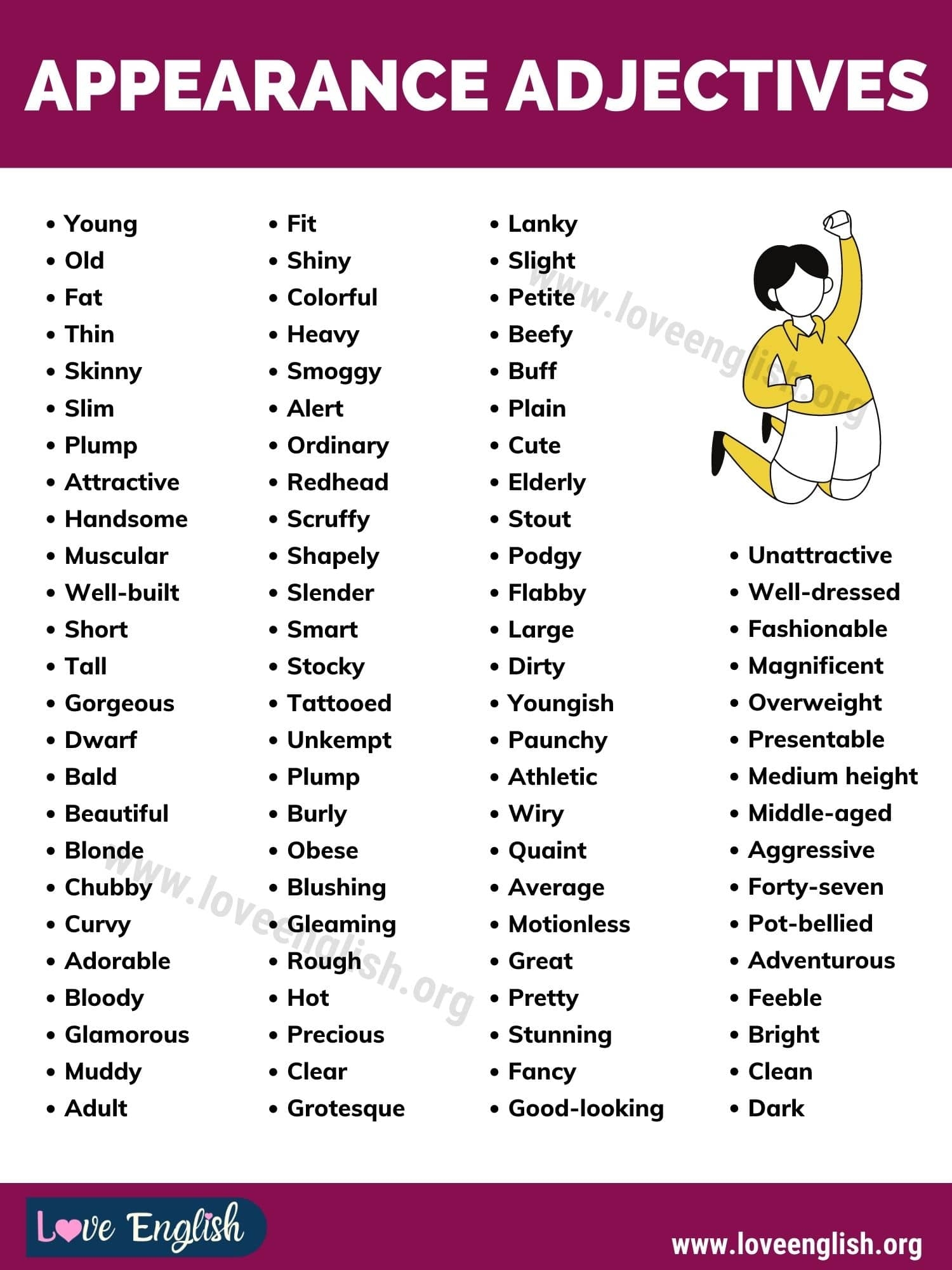 100 Useful Appearance Adjectives To Describe People Love English