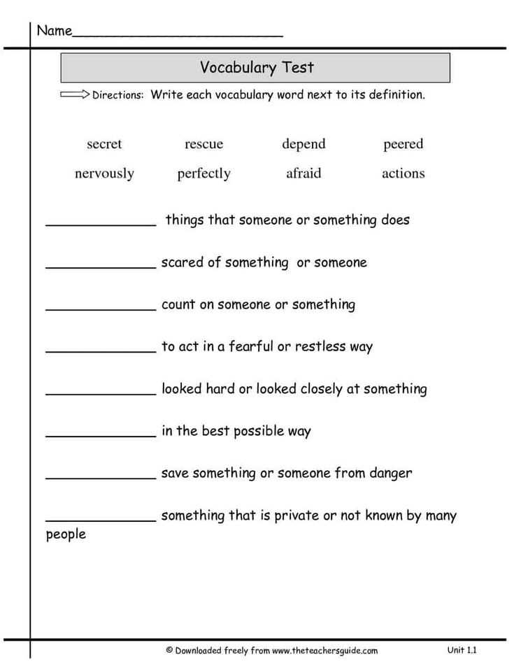 100 Word Vocabulary Test With Answers For Mastery