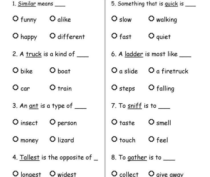 100 Word Vocabulary Test With Answers For Mastery