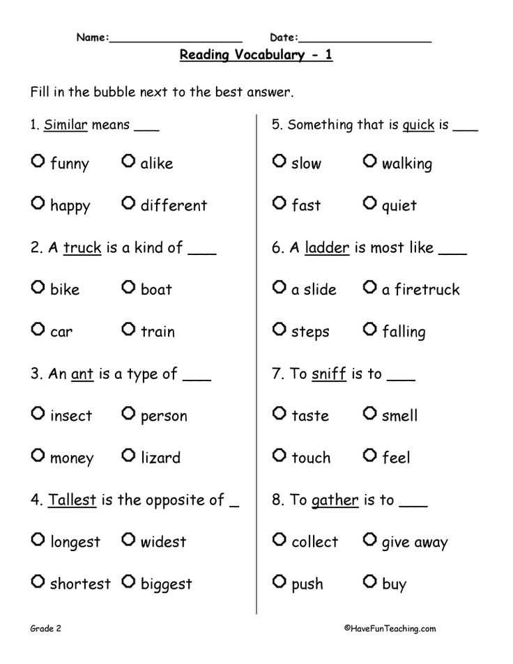 100 Word Vocabulary Test With Answers For Mastery