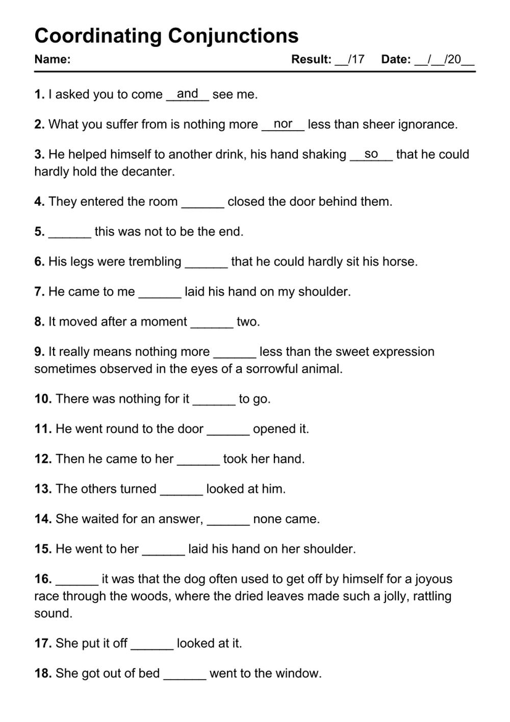 subordinating conjunctions grammar