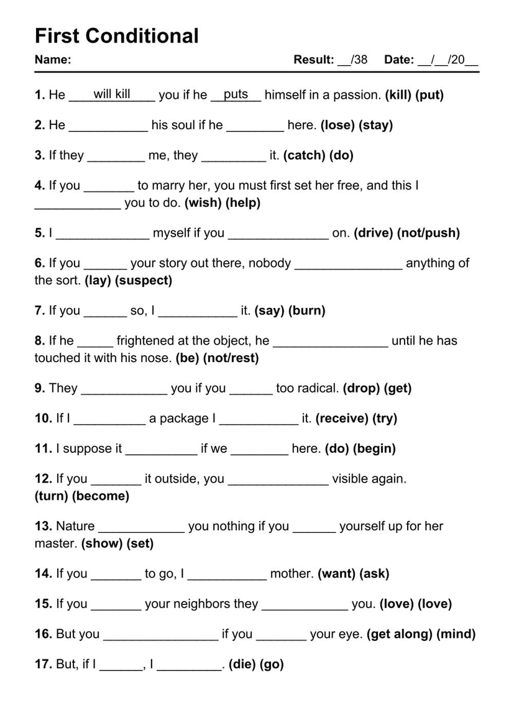 101 First Conditional PDF Worksheets With Answers Grammarism