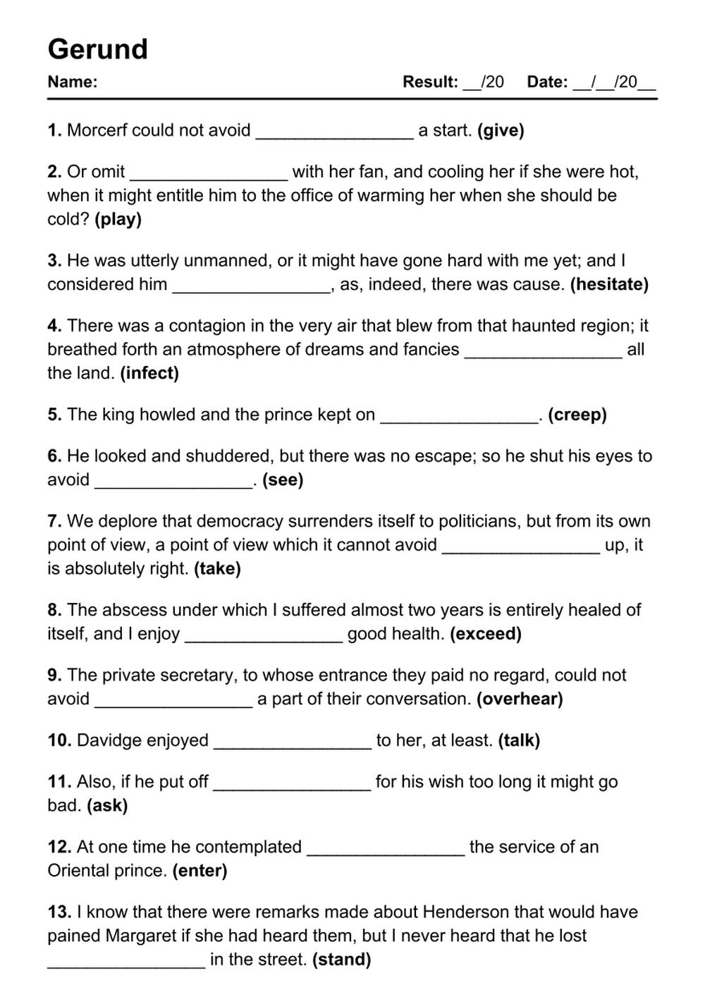 101 Gerund PDF Worksheets With Answers 2054 Exercises Grammarism