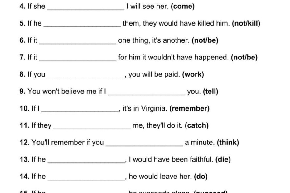 101 Mixed Conditionals Exercises PDF Worksheet With Answers Test 1