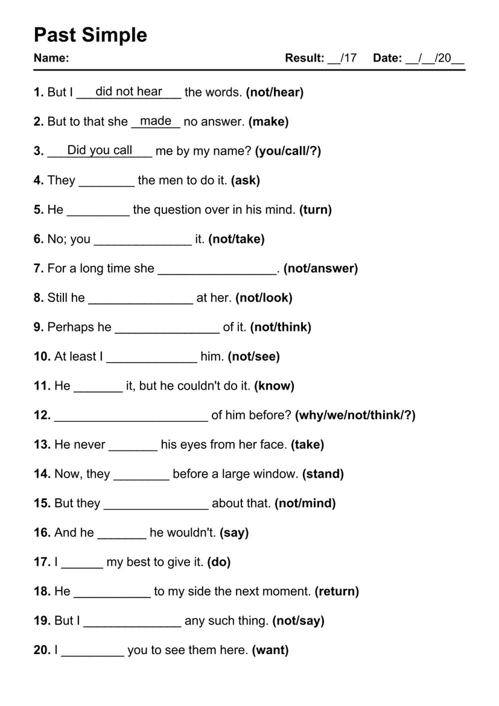 101 Past Simple PDF Worksheets With Answers 2020 Exercises Grammarism