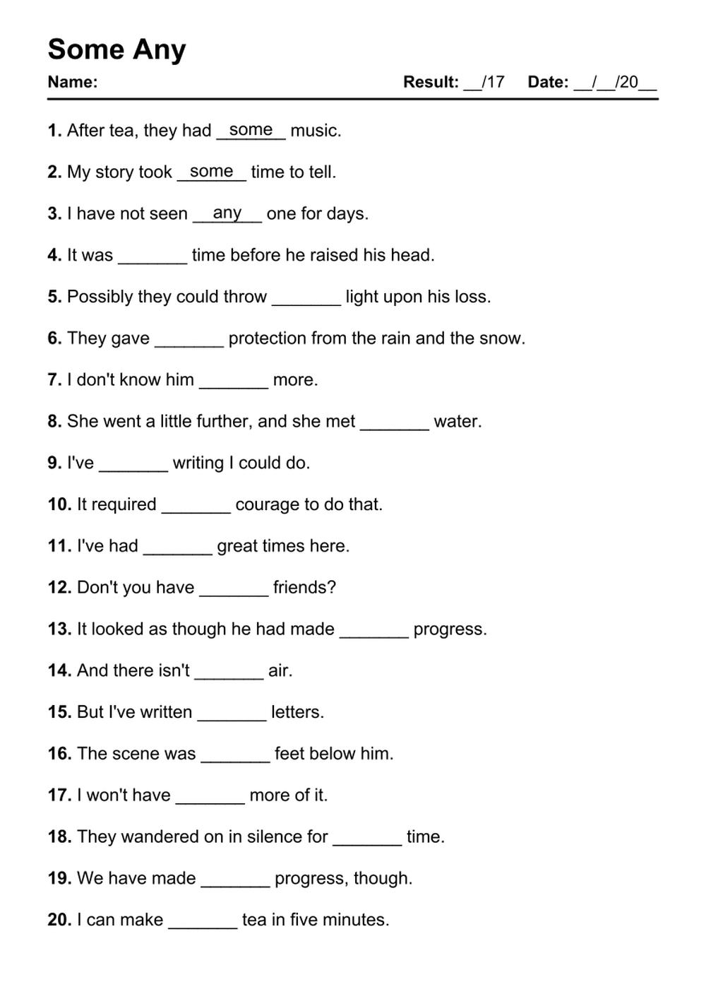 101 Some Any PDF Worksheets With Answers 2021 Exercises Grammarism