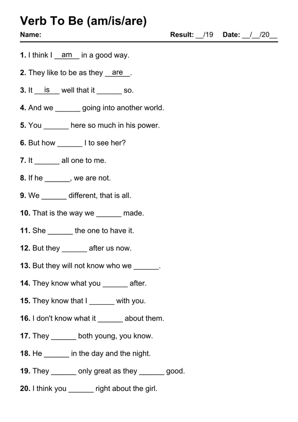 all the verb in english