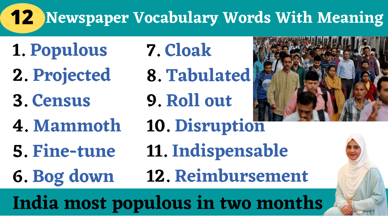 12 English Newspaper Vocabulary Words India Most Populous Country In 
