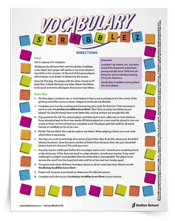 17 Printable Vocabulary Building Games