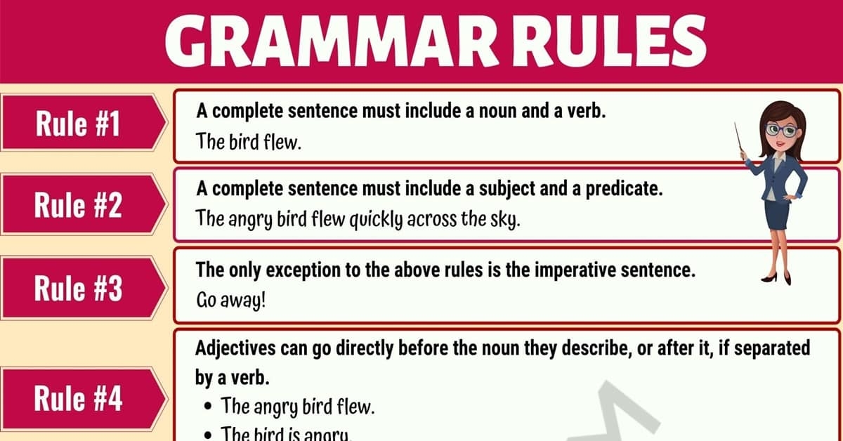 18 Basic Grammar Rules English Sentence Structure 7ESL
