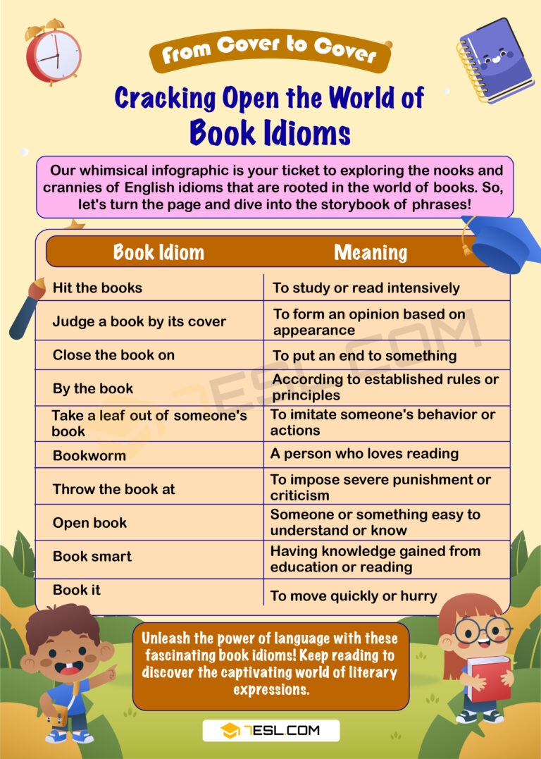 20 Book Idioms With Meanings And Examples 7ESL