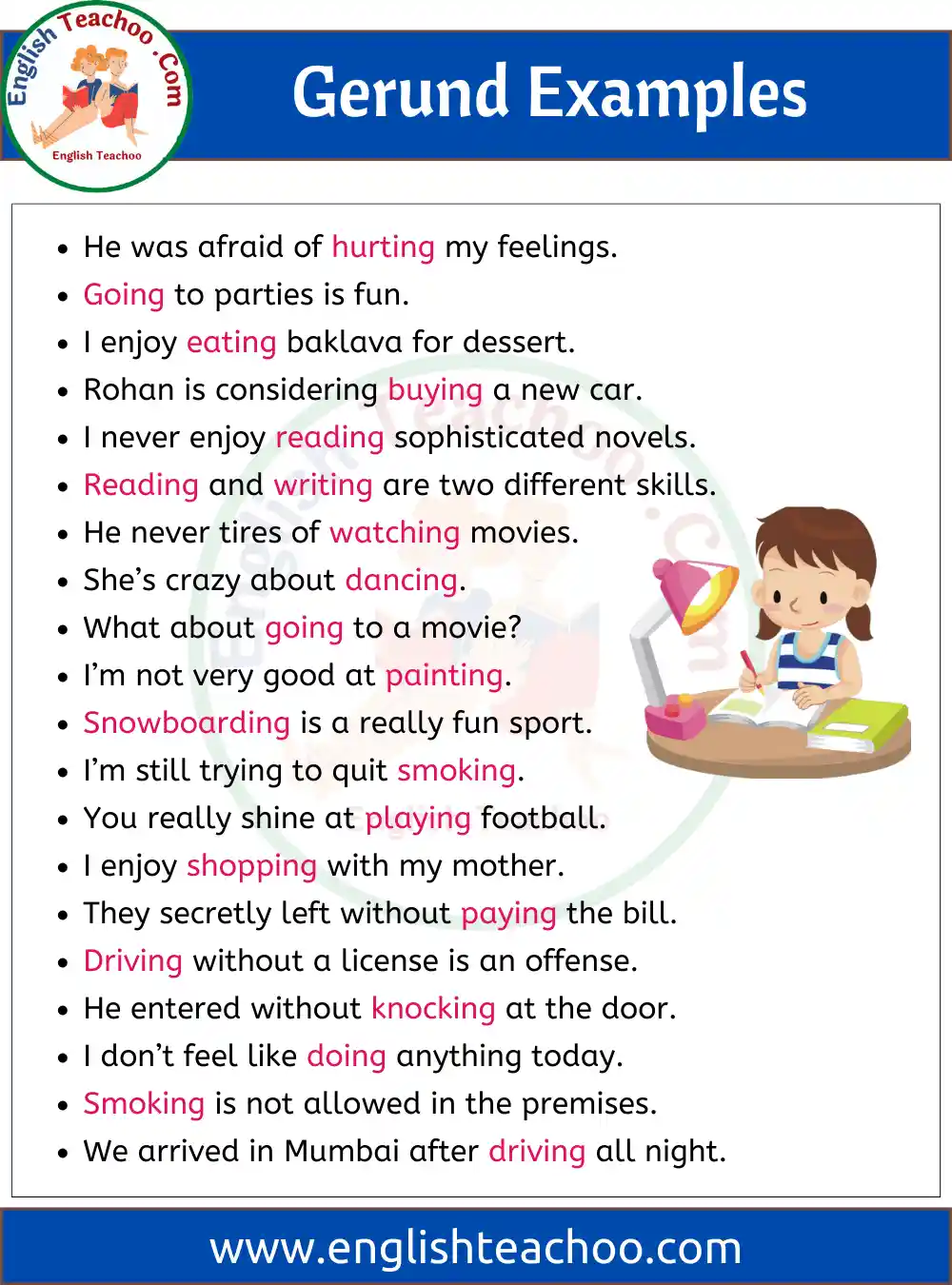 20 Examples Of Gerunds In Sentences Artofit