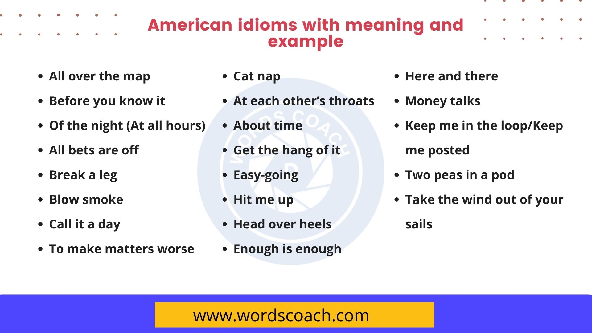 20 Important American Idioms With Example Sentences 41 OFF