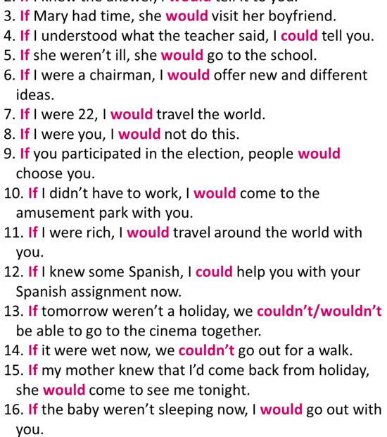 20 Sentences Of Second Conditional Type 2 Second Conditional Examples