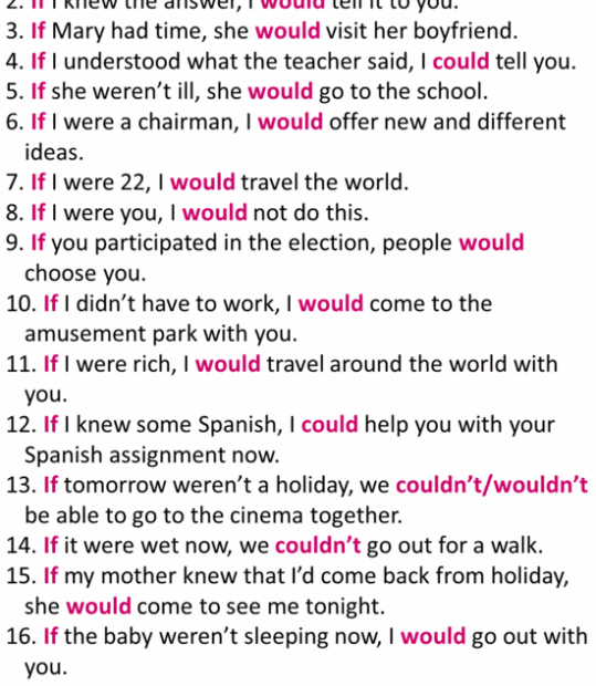 20 Sentences Of Second Conditional Type 2 Second Conditional Examples