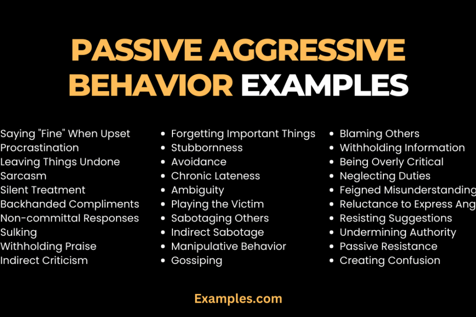 29 Passive Aggressive Behavior Examples