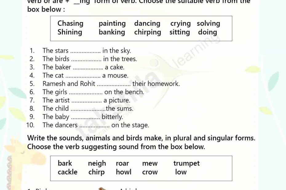 2nd Grade Grammar Worksheets Pdf Awesome Verbs Class 2nd English