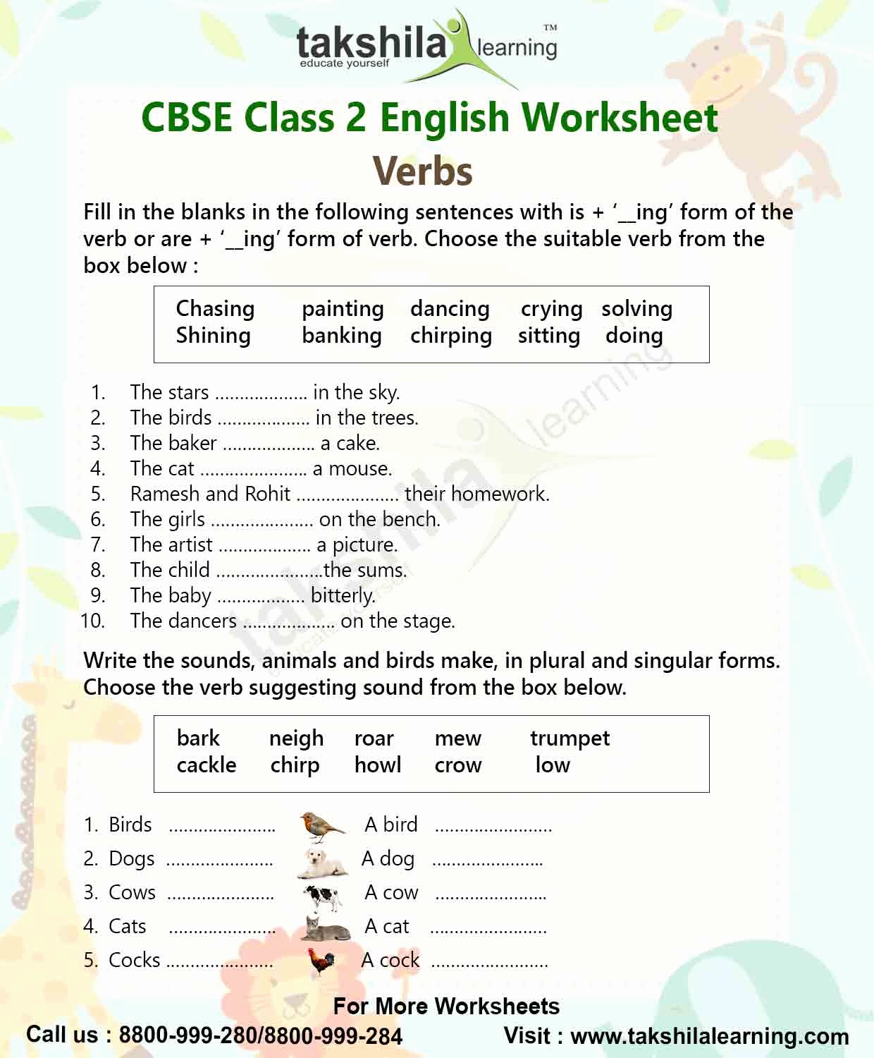 2nd Grade Grammar Worksheets Pdf Awesome Verbs Class 2nd English 