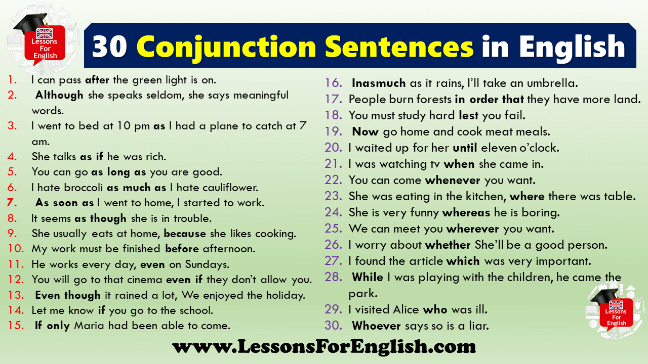 30 examples of conjunction