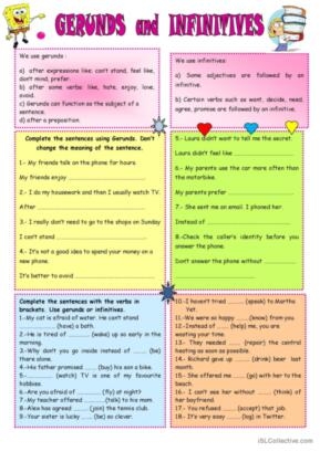 esl gerunds and infinitives exercises