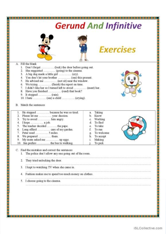 304 Gerunds And Infinitives English ESL Worksheets Pdf Doc