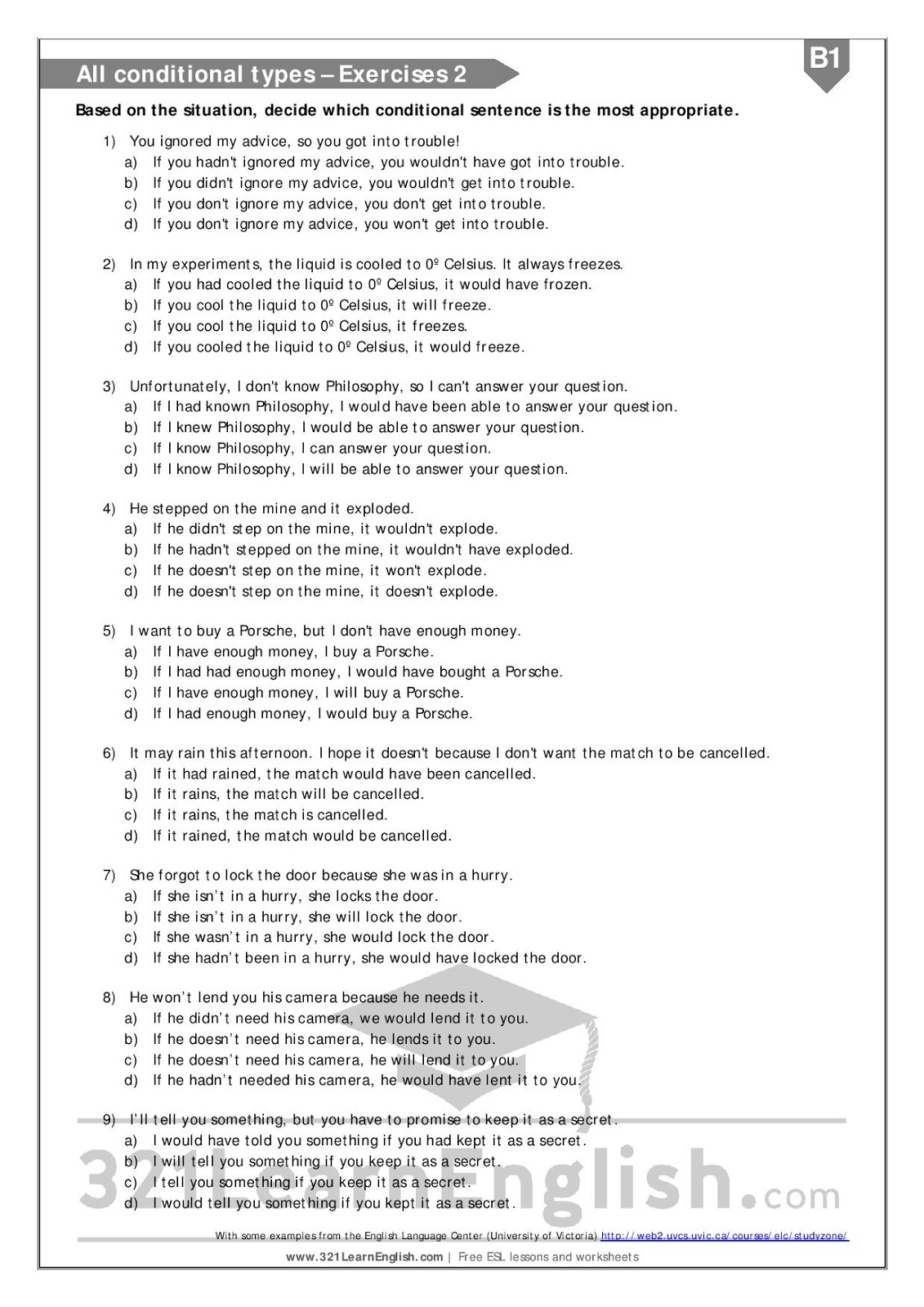 conditional sentences all types exercises