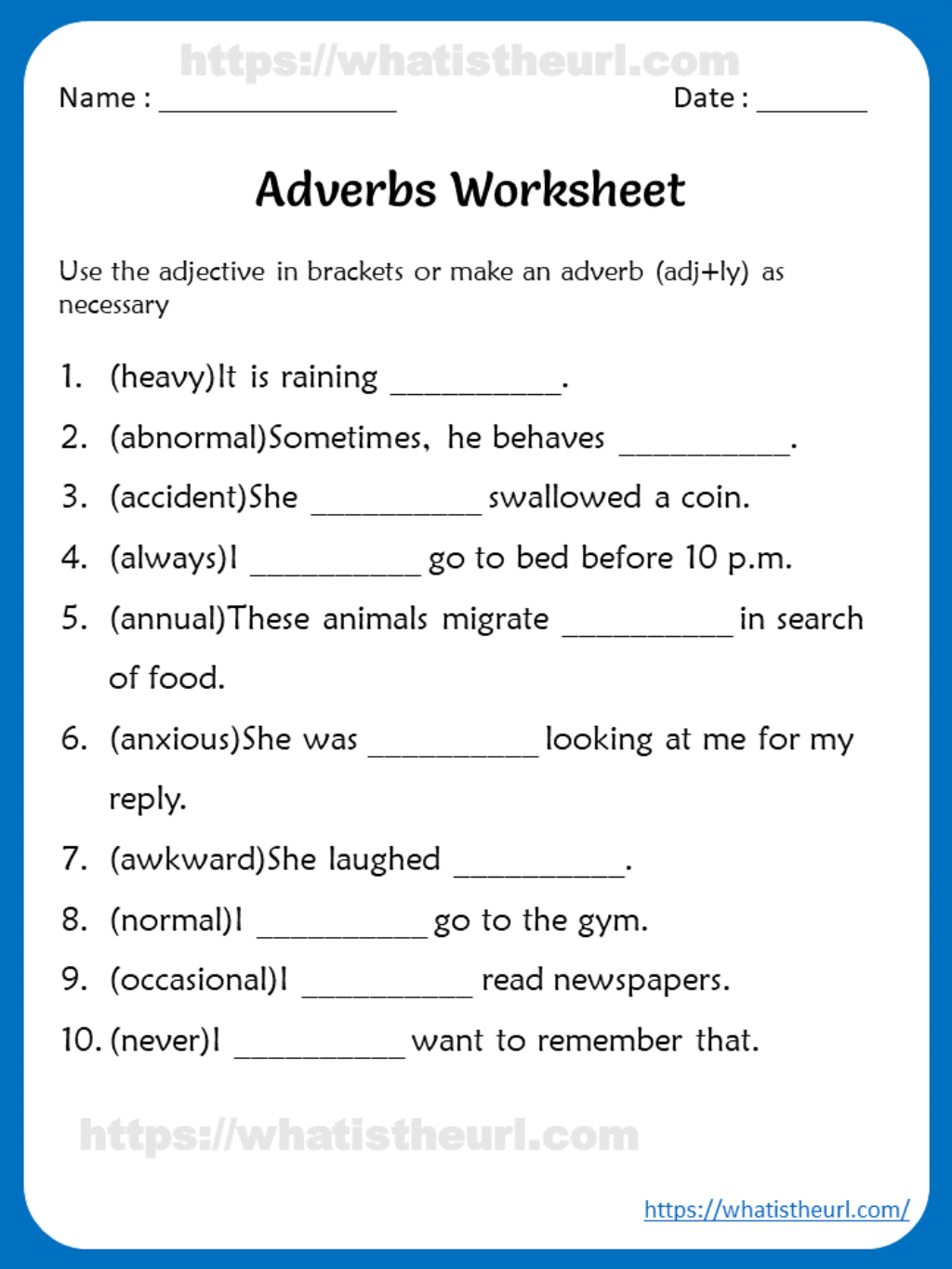 4Th Grade Grammar Practice Worksheets Printable PDF Template