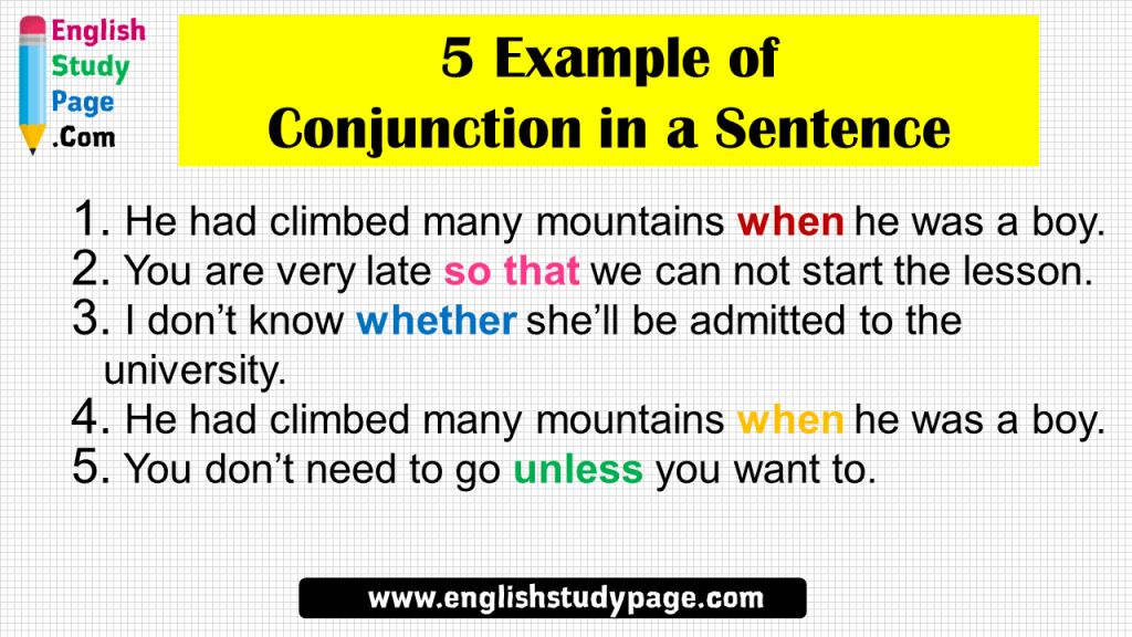 5 Example Of Conjunction In A Sentence English Study Page