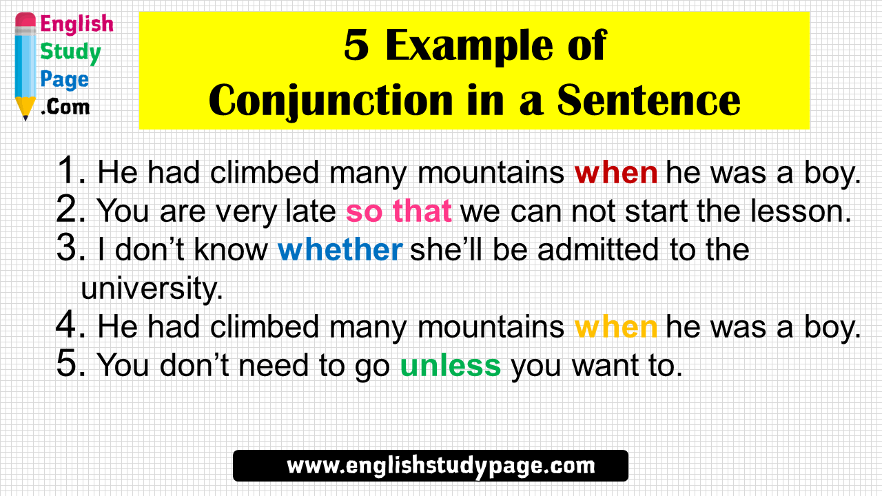 5 Example Of Conjunction In A Sentence English Study Page