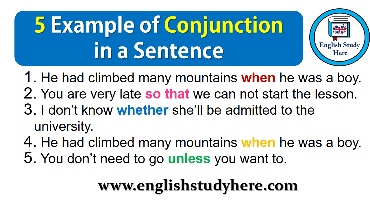 examples of conjunction in sentences