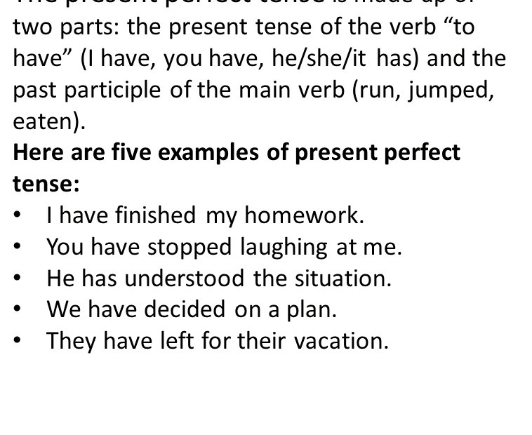 5 Examples Of Present Perfect Tense Vocabulary Point