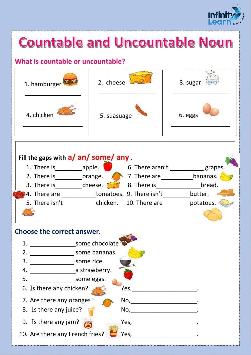5 Exles Of Countable And Uncountable Nouns Worksheet Infoupdate