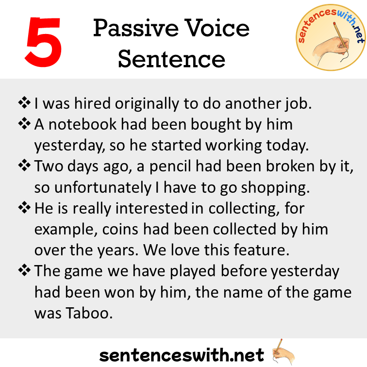 5 Passive Voice Sentences Examples Passive Voice Example Sentences 