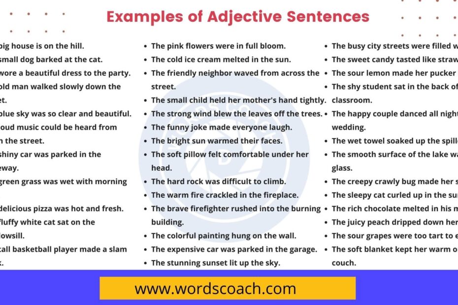 50 Adjectives Sentences Examples Adjectives Words In 46 OFF