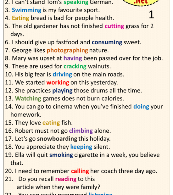 50 Examples Of Gerund Sentences And Phrases Example Sentences