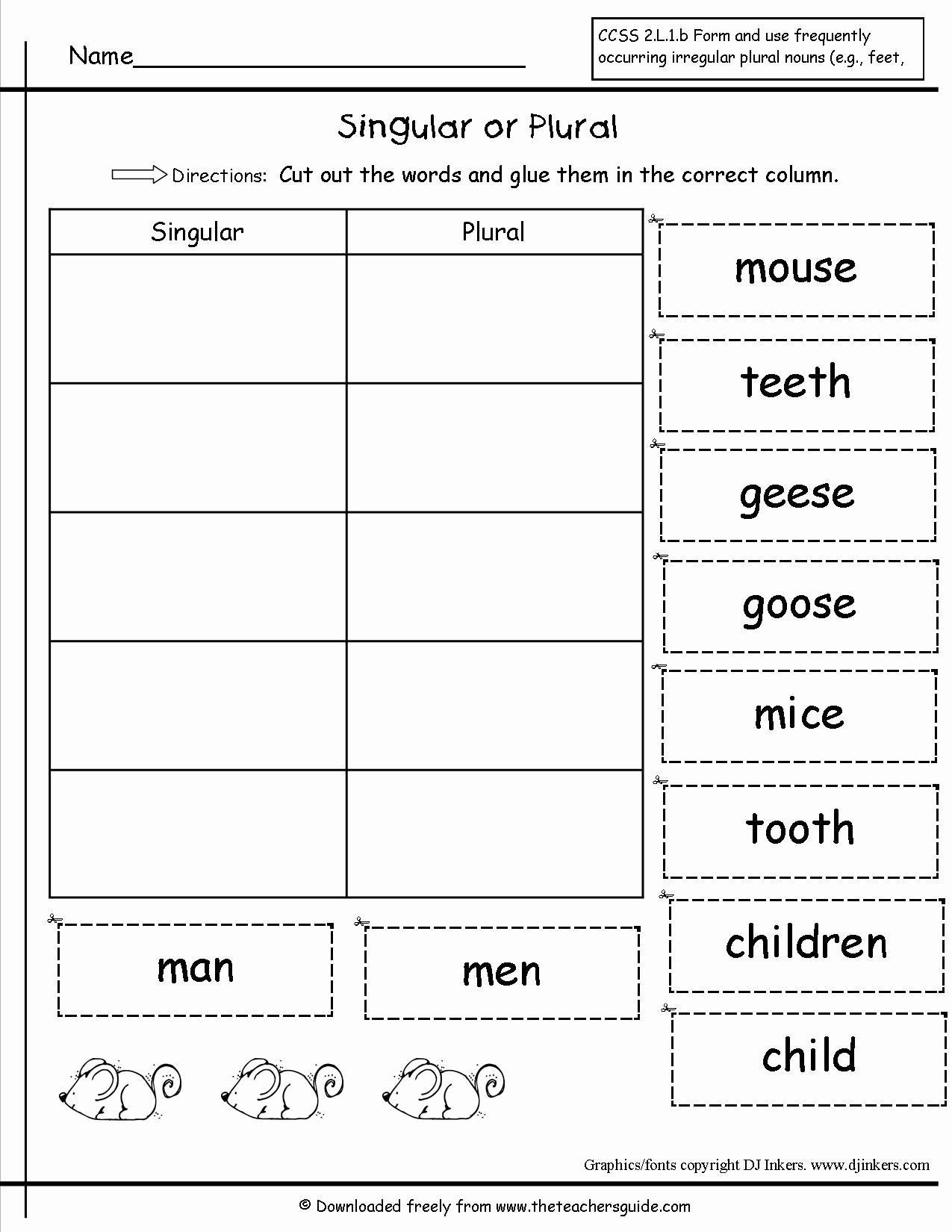50 Irregular Plural Nouns Worksheet