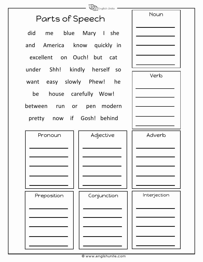 50 Part Of Speech Worksheet Pdf Chessmuseum Template Library